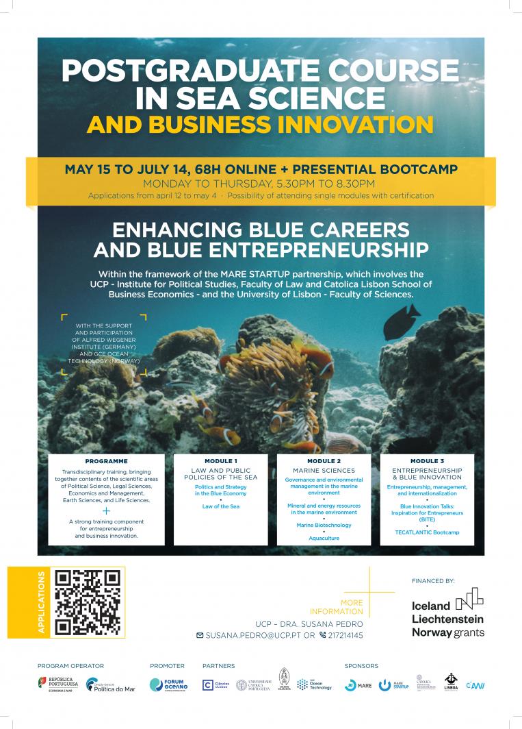 Cartaz Post-Graduation Course in Sea Science and Business Innovation