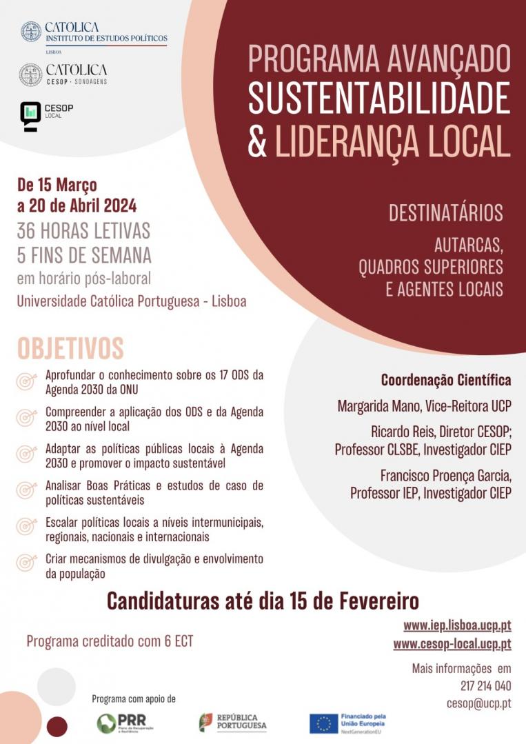 Cartaz: Programa Avançado - Sustentabilidade e Liderança Local 