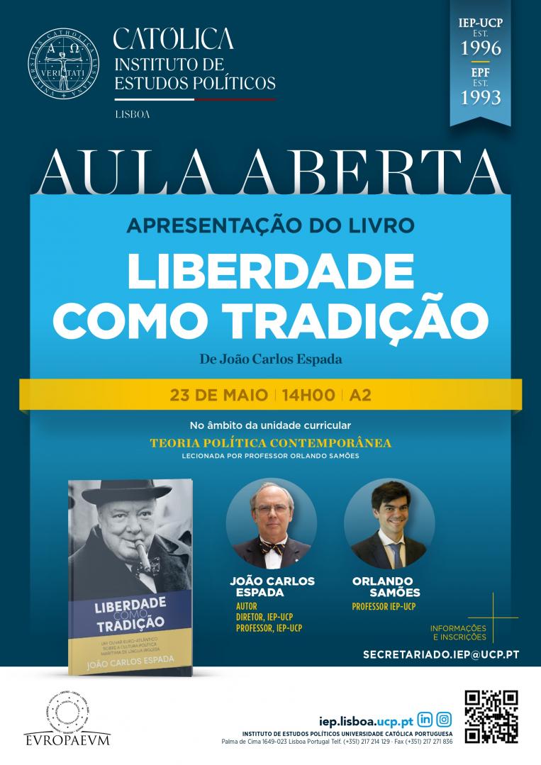 Cartaz - Aula Aberta: Apresentação do Livro "Liberdade como Tradição - Um olhar Euro-Atlântico sobre a cultura política marítima de língua inglesa"