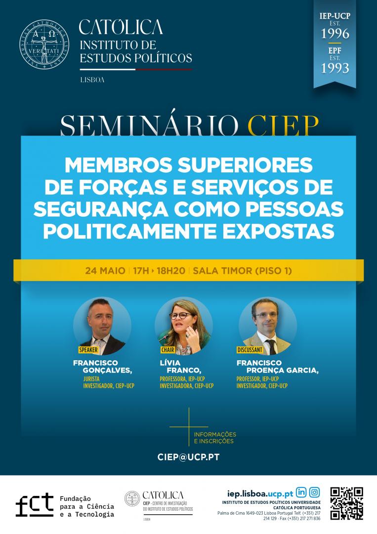 Cartaz - Membros Superiores de Forças e Serviços de Segurança como Pessoas Politicamente Expostas