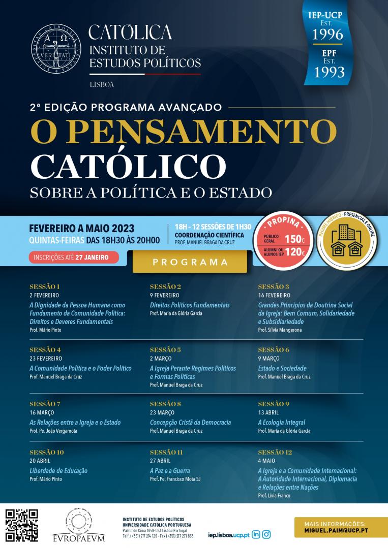 Cartaz Programa Avançado Pensamento Católico 2023
